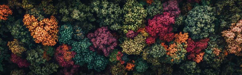 It shows the autumn colors on the trees' foliage.