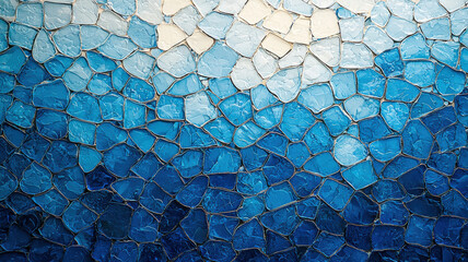 Ombre blue mosaic patterned background illustration