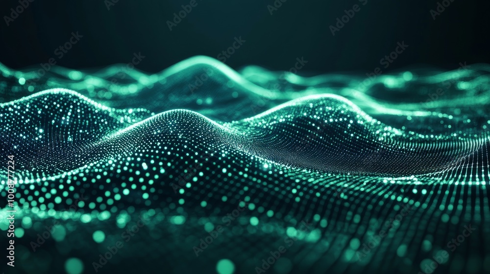 Aufkleber data visualization on green background. science background with compounds and lines.
