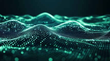 Data visualization on green background. Science background with compounds and lines.