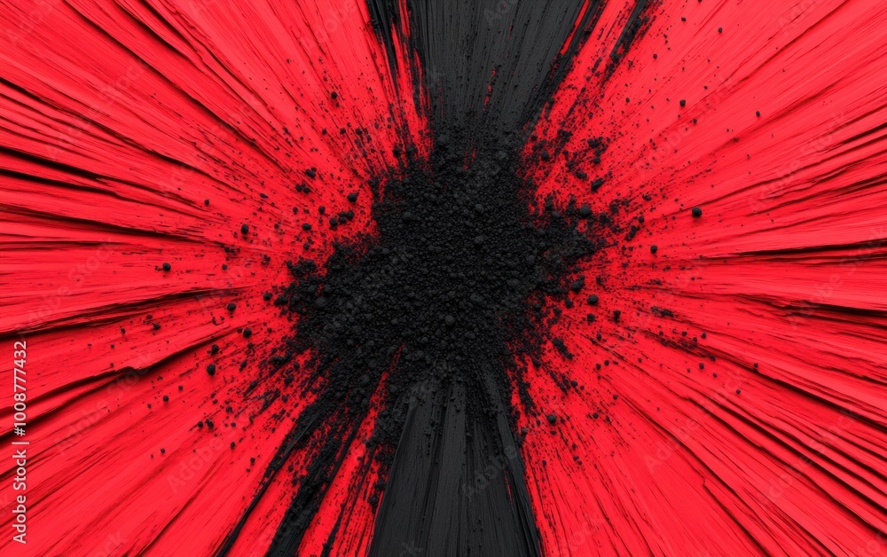 Poster an abstract explosion of vibrant red and deep black textures, showcasing dynamic patterns and striki