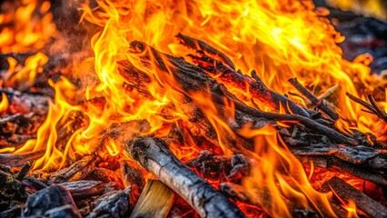 Intense Fire Engulfing a Pile of Burning Wood, Creating a Dramatic Display of Warmth and Energy