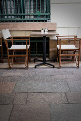 Restaurant Tables Outside In A Pavement In Central Budapest, Hungary
