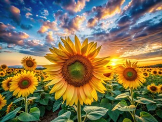 Fototapeta premium Vibrant Watercolor Painting of Sunflowers in Bloom, Showcasing Nature's Beauty and Colorful Palette