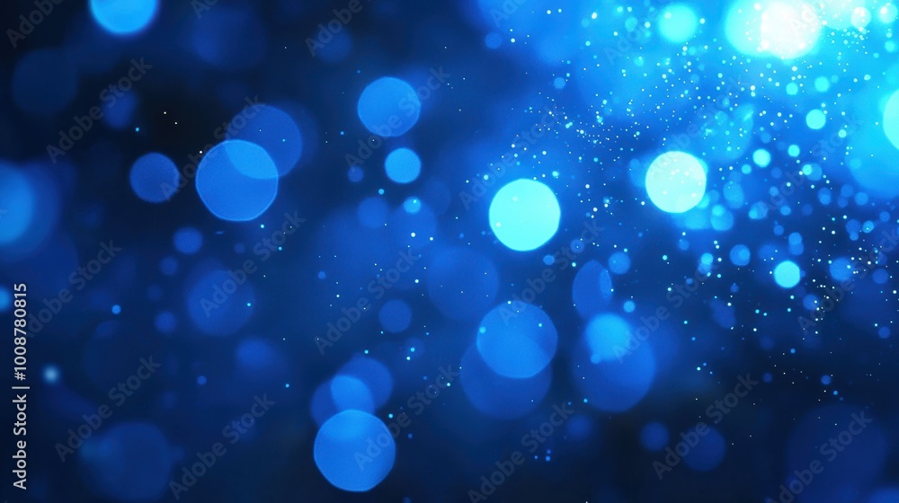 Poster stunning blue bokeh background with shimmering lights, perfect for creating a dreamy atmosphere in v