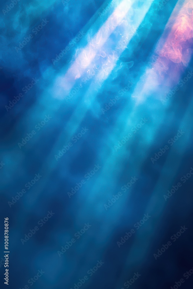 Poster beautiful abstract blue background with soft light beams, creating a serene and tranquil atmosphere 