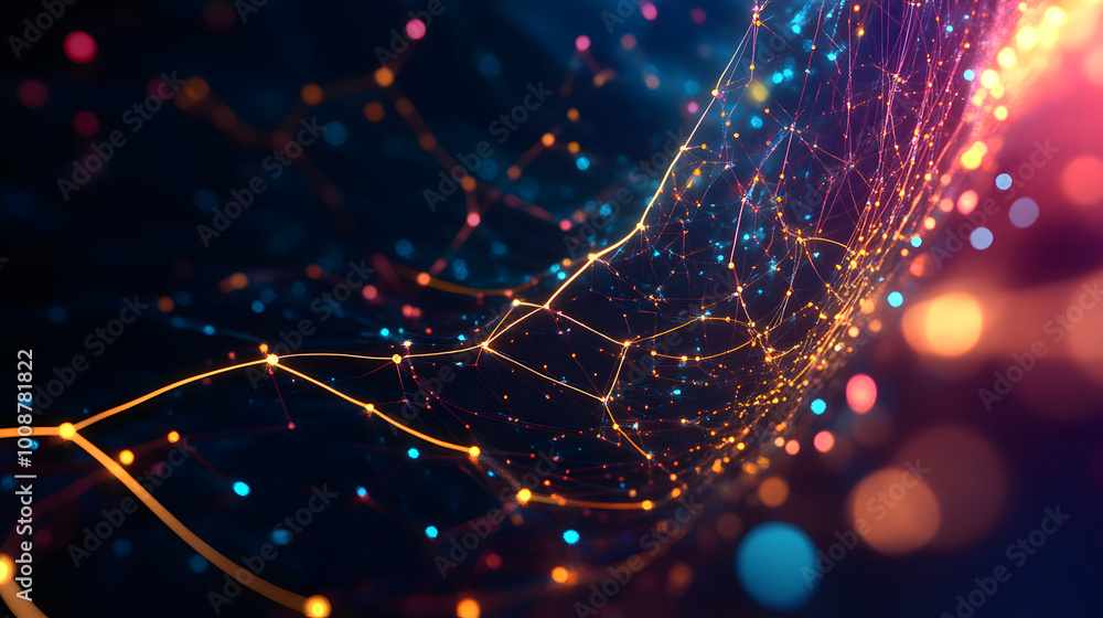 Poster big data concept. digital neural network. introduction of artificial intelligence. cyberspace of fut