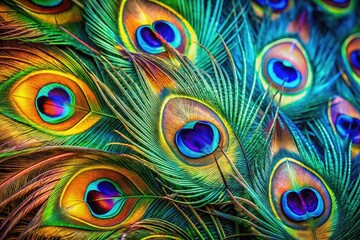 Obraz premium Vibrant Watercolor Peacock Feather Illustration with Intricate Details and Rich Colorful Patterns
