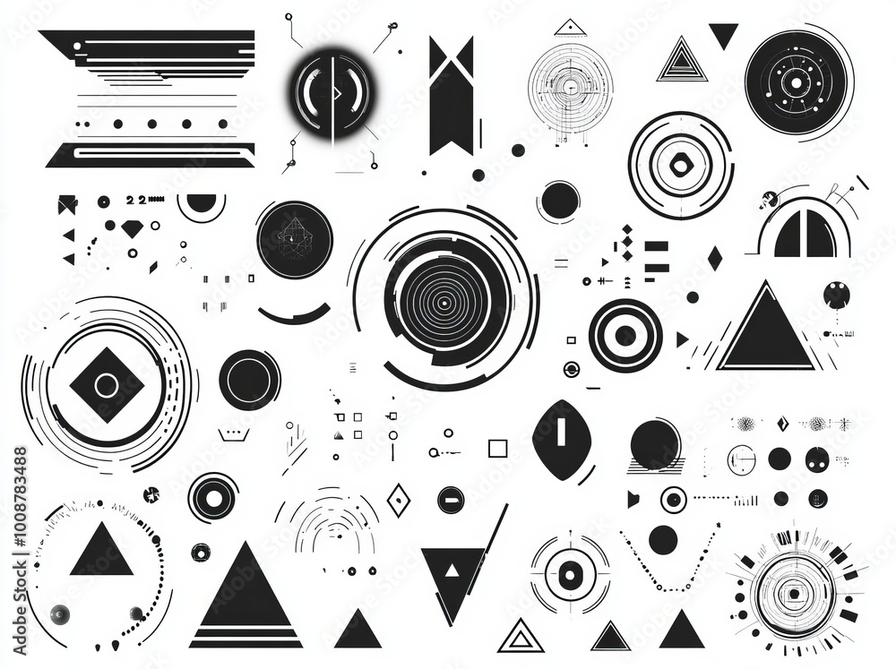 Poster an abstract collection of hud elements on a white background