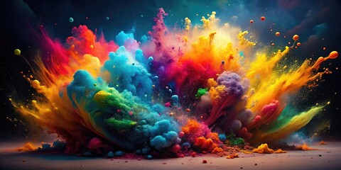 Vibrant Watercolor Splatter Painting Abstract Art Piece with Dynamic Color Blends and Textures