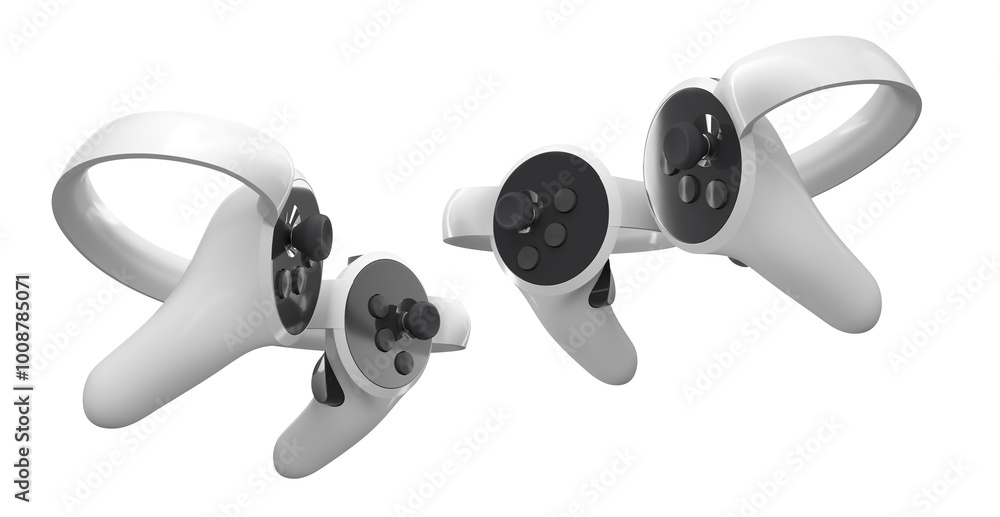 Poster virtual reality controllers for online and cloud gaming isolated on white background with clipping p