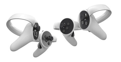 Virtual reality controllers for online and cloud gaming isolated on white background with clipping path. 3D rendering of device for augmented reality or VR © Vasyl Onyskiv