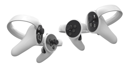 Virtual reality controllers for online and cloud gaming isolated on white background with clipping path. 3D rendering of device for augmented reality or VR