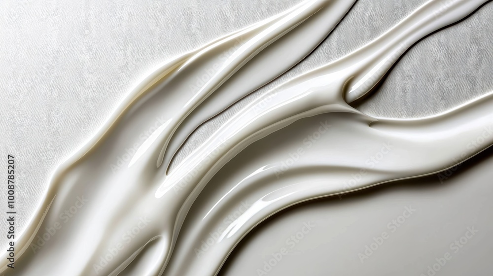 Poster a smooth flow of white liquid creating an abstract texture on a light background, perfect for artist