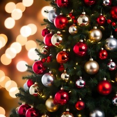 Christmas tree with red and gold ornaments
