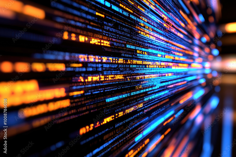 Poster vibrant abstract digital lines creating a dynamic background. perfect for technology, data visualiza