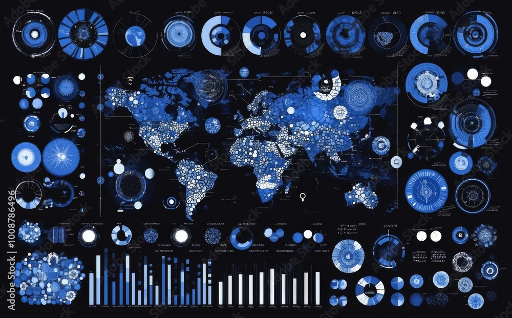 Poster global communication technology abstract interface screen template background