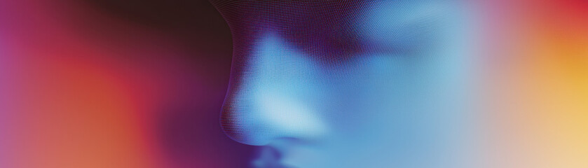 Obraz premium Gradient mesh abstract background. Futuristic holographic backdrop with gradient mesh. 90s, 80s retro style. Iridescent graphic template for brochure, flyer, poster design, wallpaper, mobile screen.