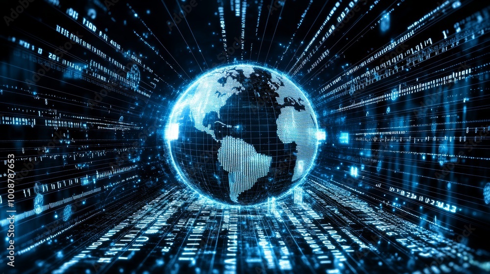 Poster user interface background for a 3d digital hologram of the earth