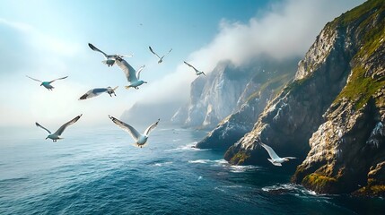 flying over the sea