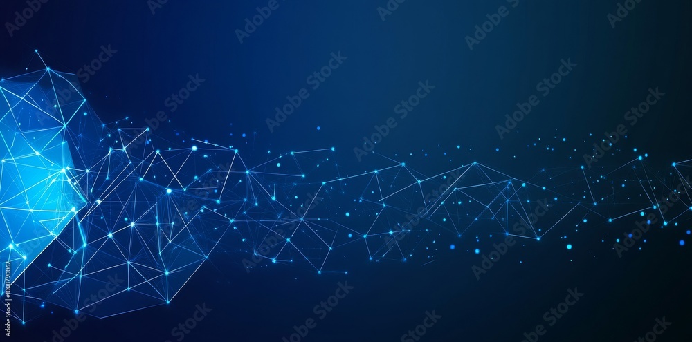 Poster big data concept. blockchain technology and cloud technologies. polygonal network and cyber-security
