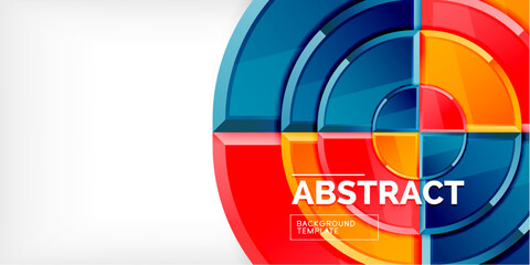 Obraz premium Abstract background - circles and round triangles with 3d effect. Vector Illustration For Wallpaper, Banner, Background, Card, Book Illustration, landing page