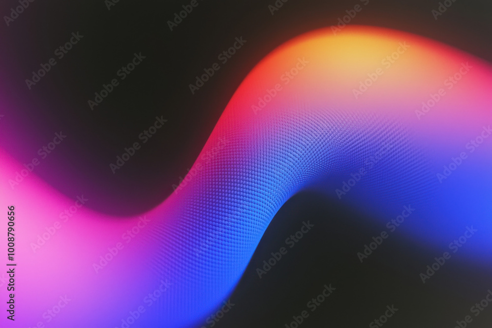 Poster a vibrant abstract wave of colorful light lines flowing gracefully, creating a dynamic and modern vi