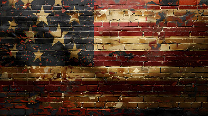 American betsy ross flag on a brick wall vector image