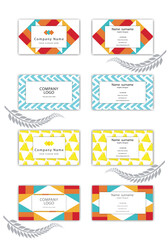 Print a Visiting card with colorful triangles.