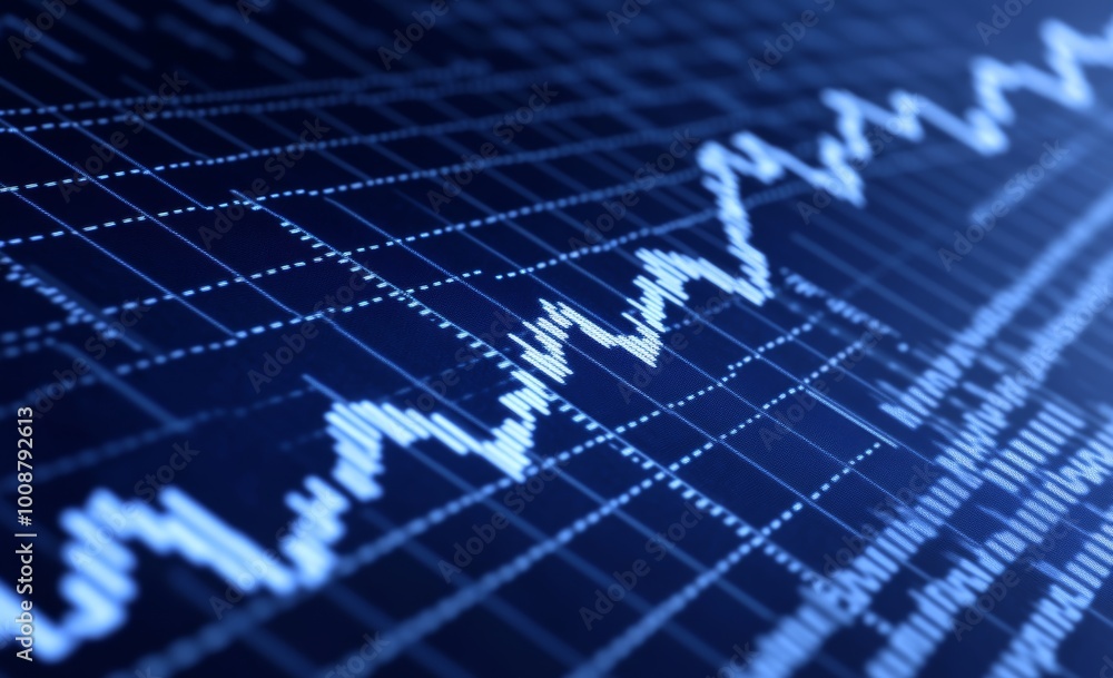 Poster lines and bars with candlesticks and numbers in the forex graph