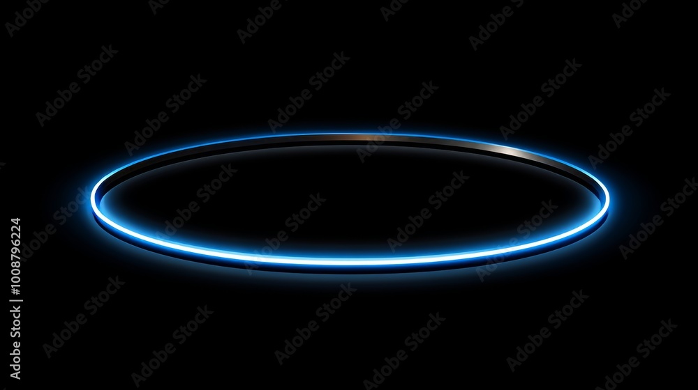 Poster the 3d rendering shows a blue round hologram emitting rays of light. this is a sci-fi futuristic int