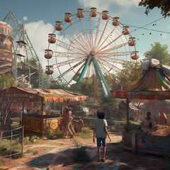 a man standing in front of a carnival