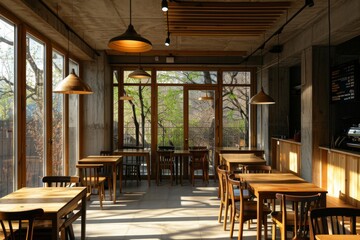 Fototapeta premium Interior of a modern empty cafe
