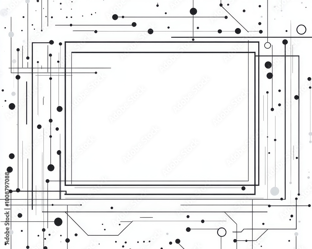 Poster hub futuristic. outstanding abstract frame design element resembling a square shape.