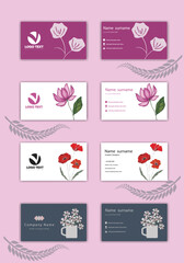 Print Floral visiting card template set.