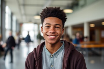 Fototapeta premium Smiling portrait of a young male African American student