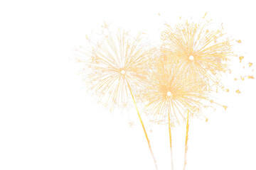 Fototapeta premium Gold fireworks on black background with copyspace