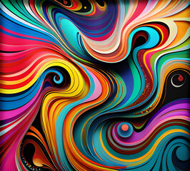 Obraz premium Bright waves illustration art colorful new style 2024.generative ai