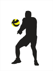 Volleyball Player silhouette reception position men