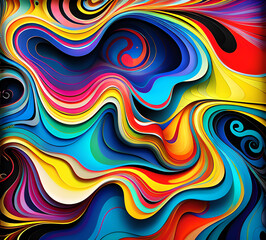 Obraz premium Bright waves illustration art colorful new style 2024.generative ai