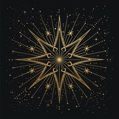 Obraz premium Surreal aesthetic Star logo chandelier fireworks outdoors.