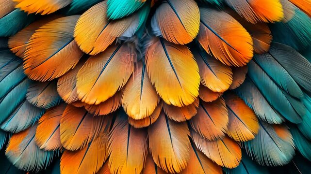 Colorful feathers creating abstract pattern