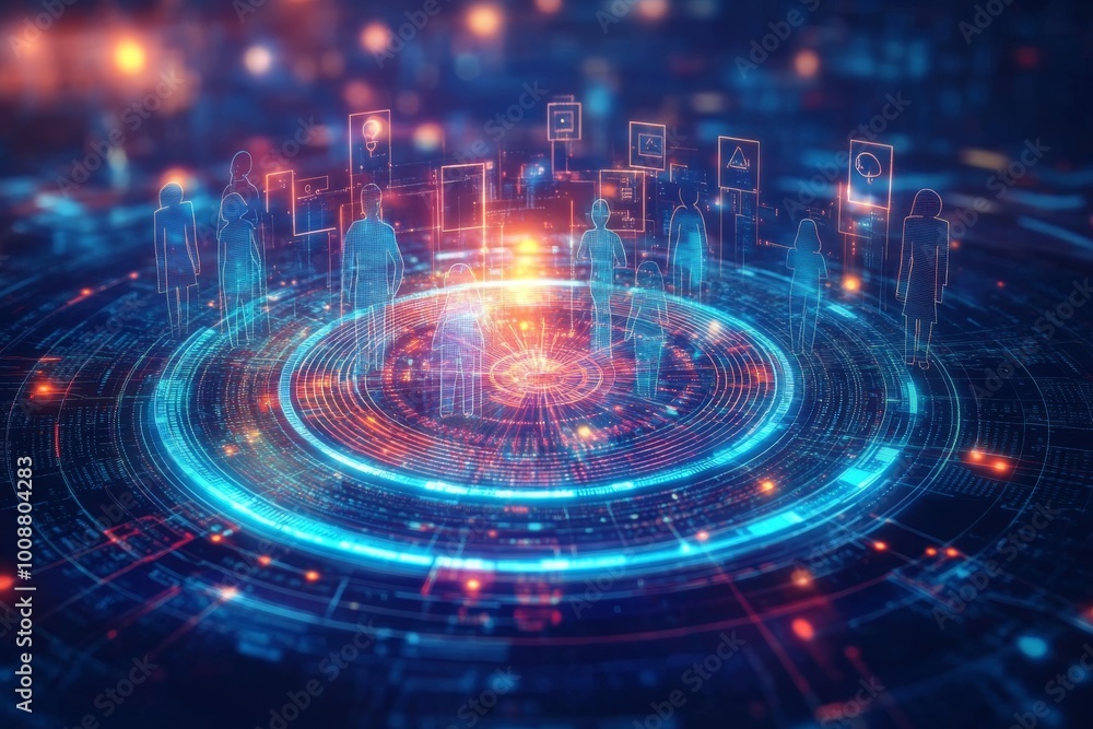 Poster global structure, networking and data exchanges hologram, customer connection on dark background. 3d