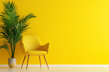 Fototapeta premium Bright and creative stylish office with a mockup frame, innovative furniture design, bold colors, and artistic accents