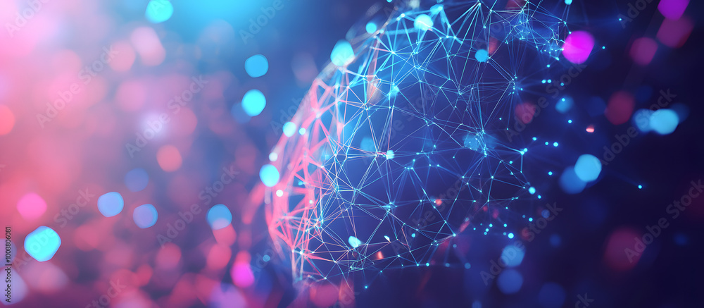 Poster ai and computer brain. high technology, digital big data concept. neural network, blockchain cloud t