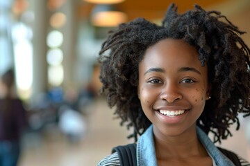 Smiling portrait of a young female college student