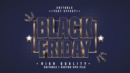 editable blue and gold black friday text effect.typhography logo