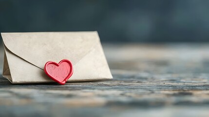 Fototapeta premium Handwritten love letter sealed with a wax stamp accompanied by a quill pen representing romance intimacy and timeless communication