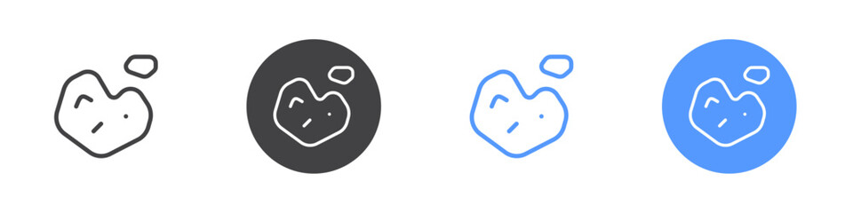 Asteroid icon Thin outline art symbol