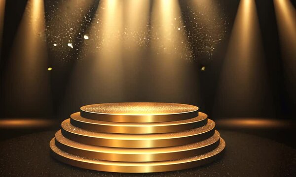 Golden Podium with Spotlights